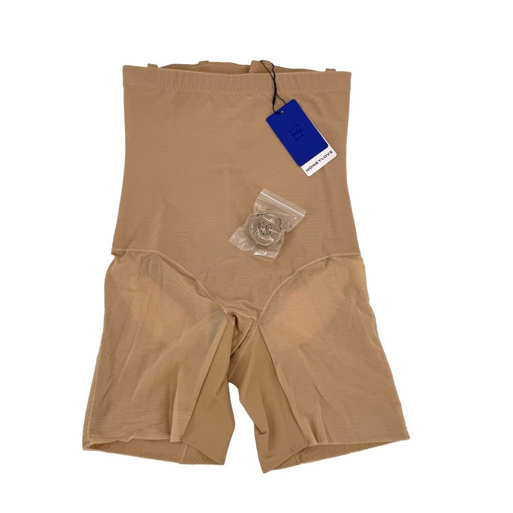 Honeylove SuperPower Short Shapewear MEDIUM Sand High Waist Tummy Control NWT